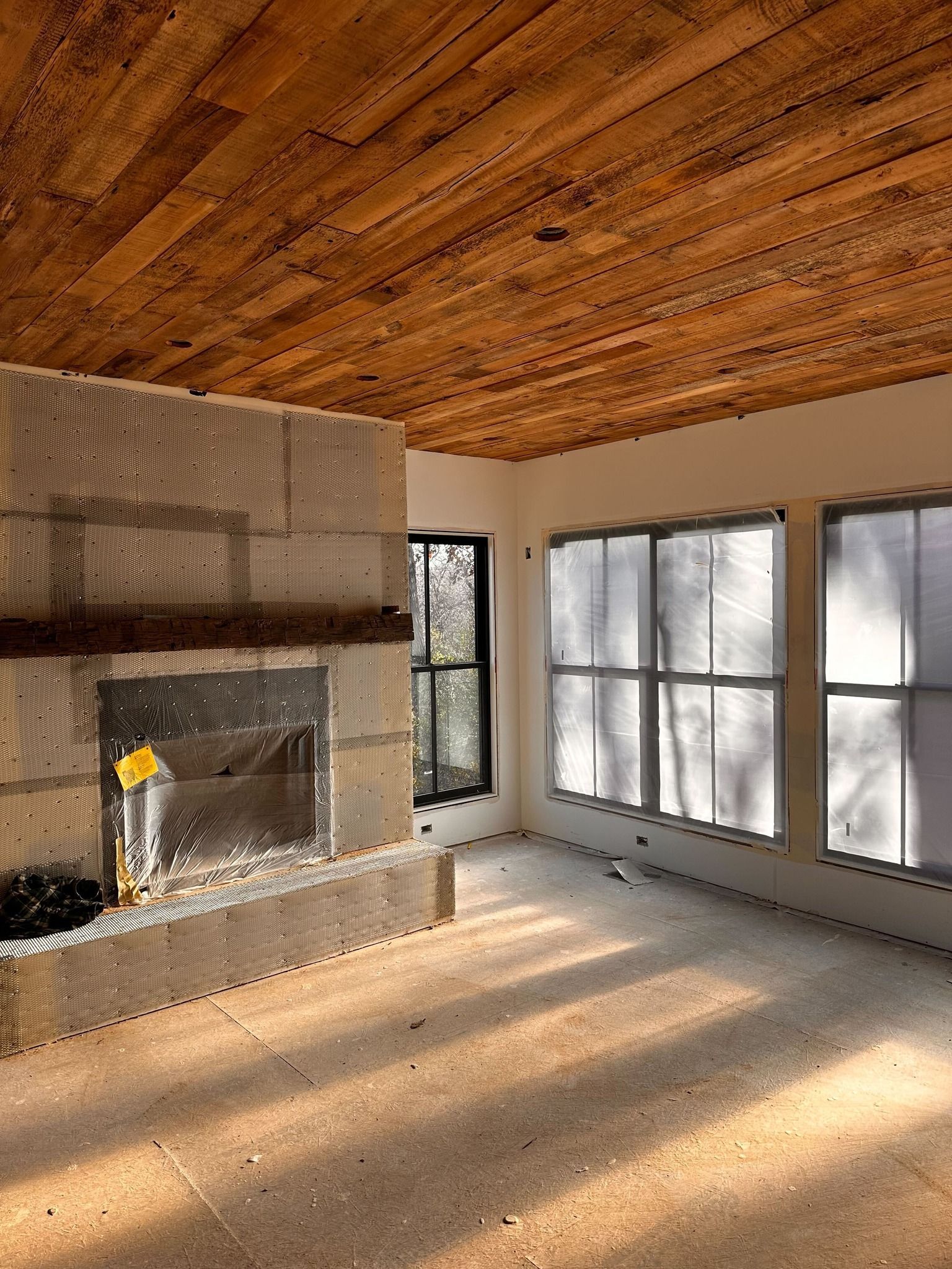 Reclaimed Wood Ceiling Installation